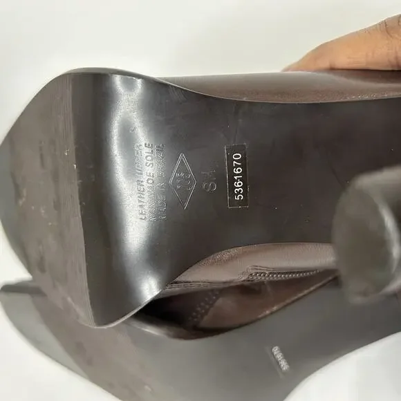 Diba Womens Brown Leather Square Toe Side Zipper Mid-Calf Heeled Boots 8 90s - Picture 9 of 10